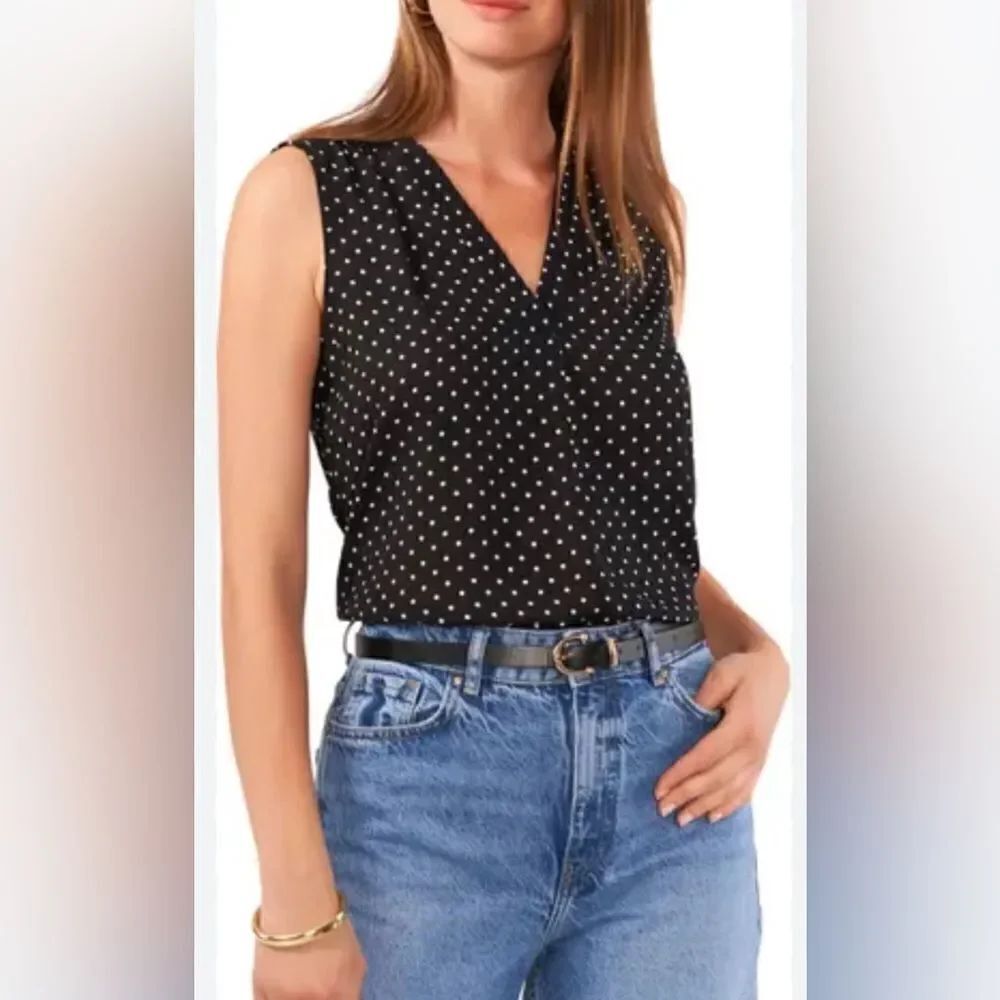 VINCE Polka Dot Sleeveless Silk Blouse Size Small
